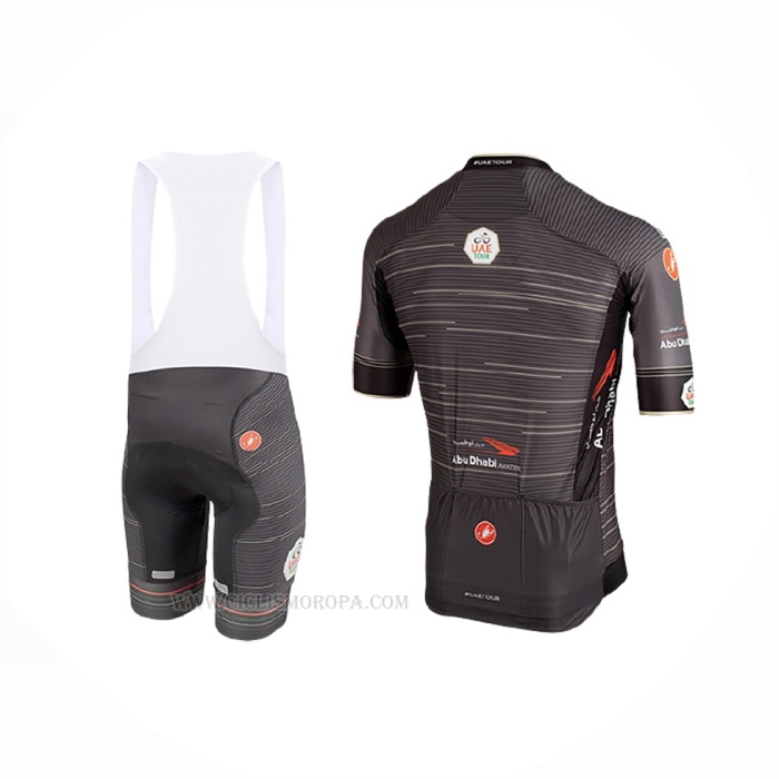 2019 Ropa Ciclismo UAE Tour Gris Mangas Corta y Culotte Corto